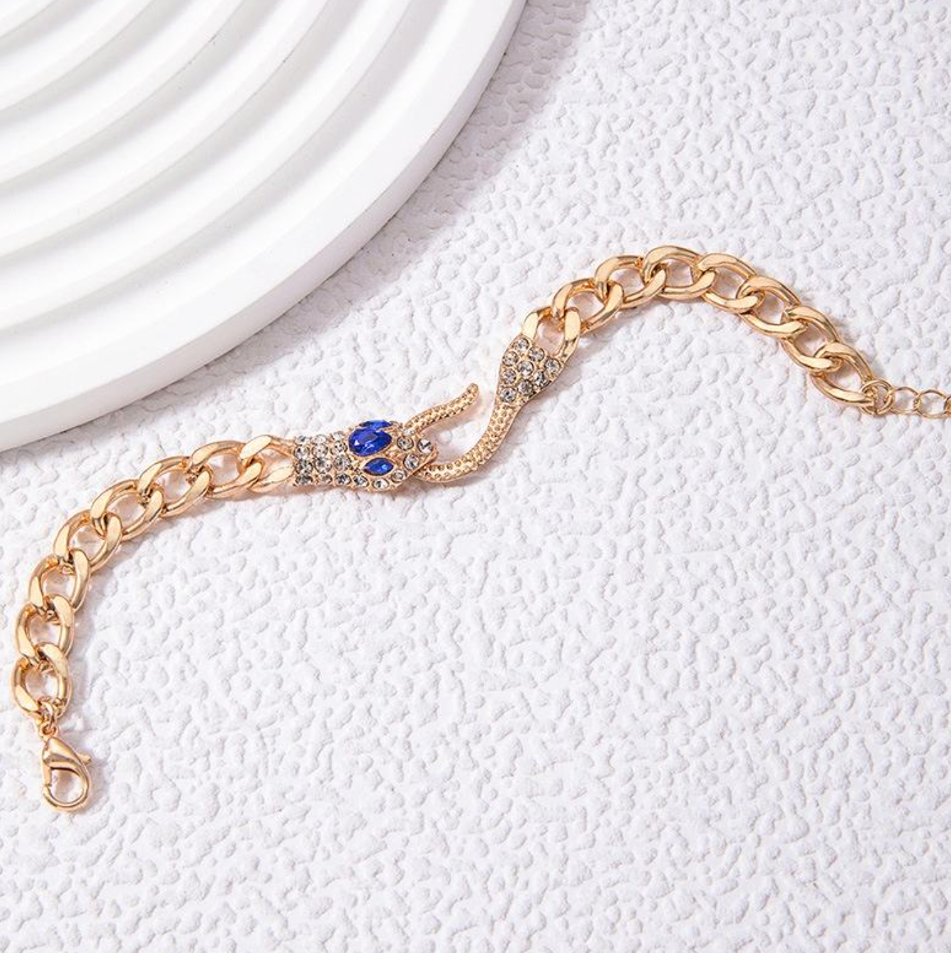 Luxury Blue Zircon Snake-Head Bracelet for Women