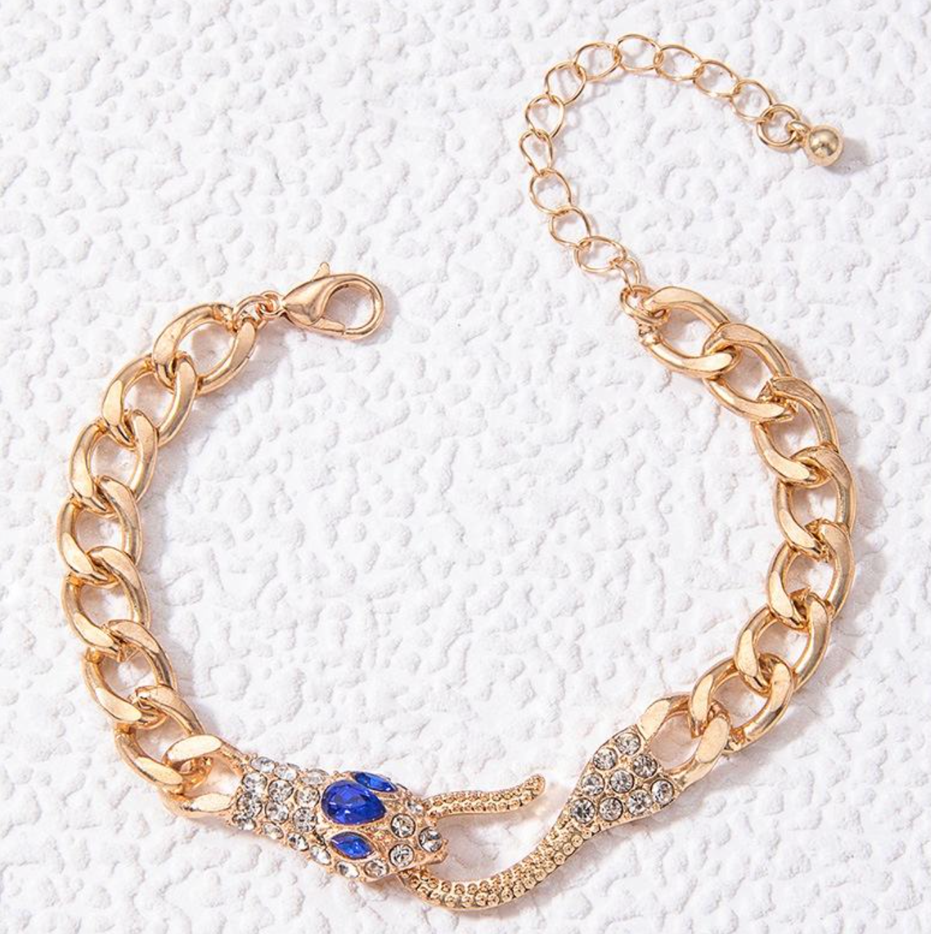Luxury Blue Zircon Snake-Head Bracelet for Women