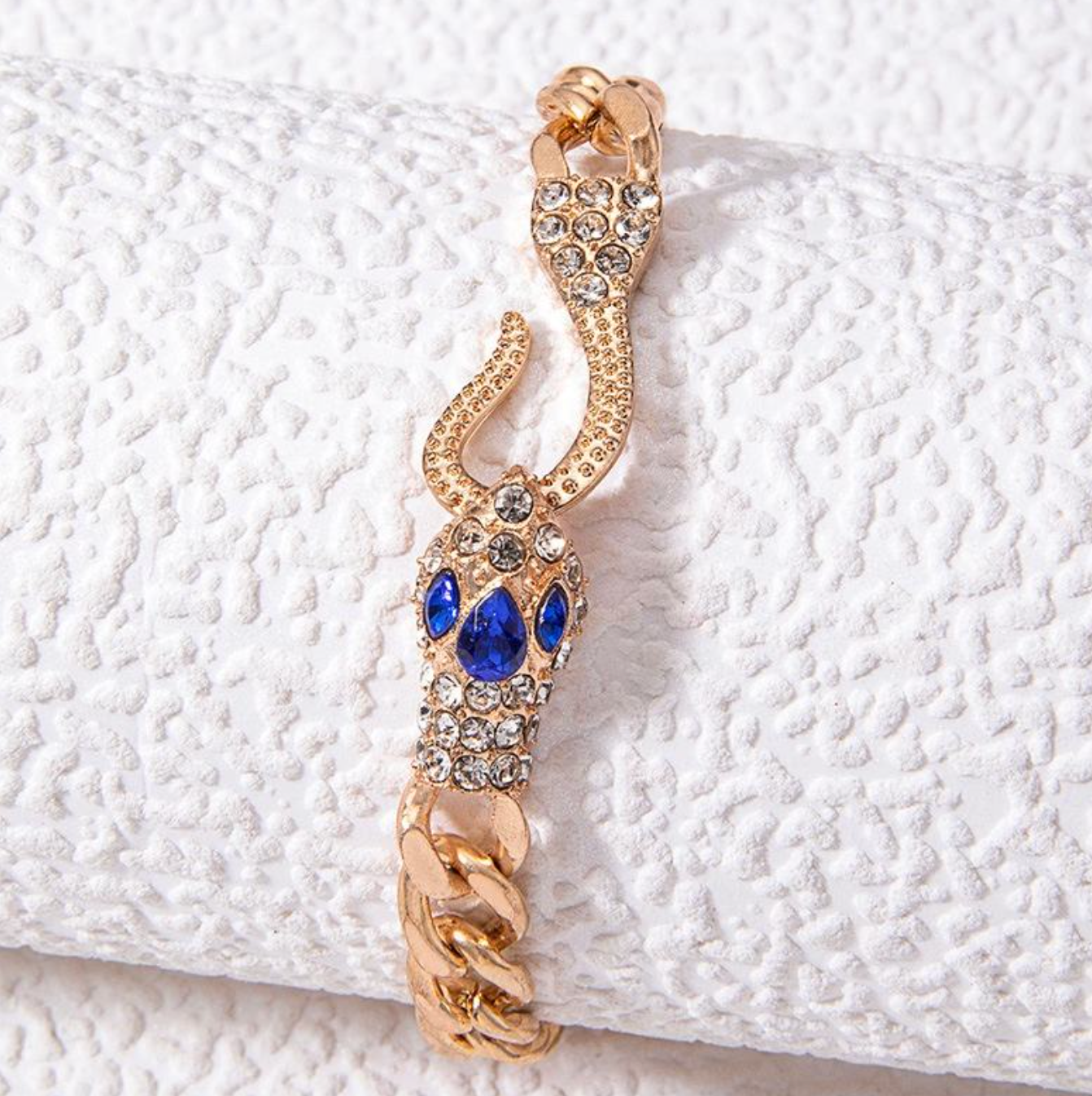 Luxury Blue Zircon Snake-Head Bracelet for Women