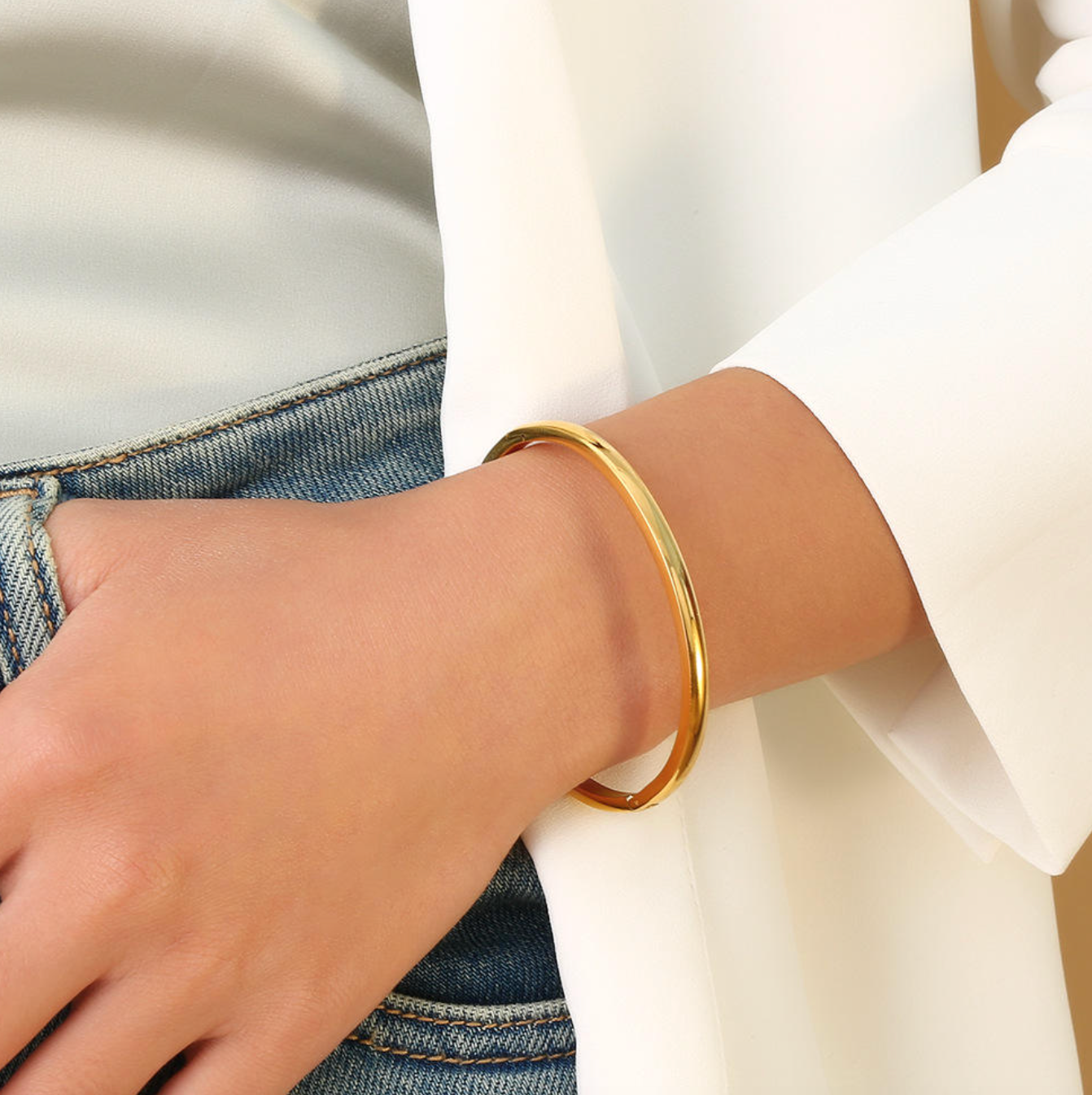Luxury Titanium Steel Open Bracelet for Women