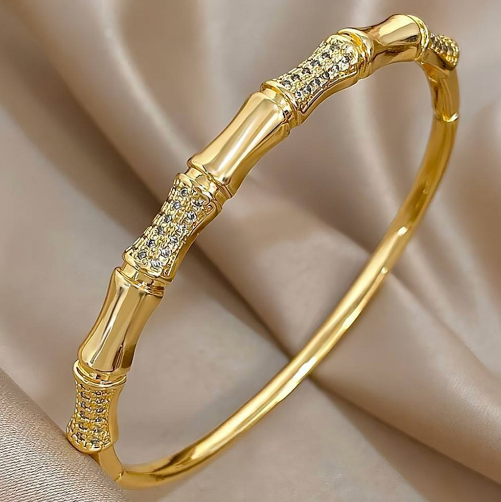 Gold-Plated Zircon Stainless Steel Bracelet for Women