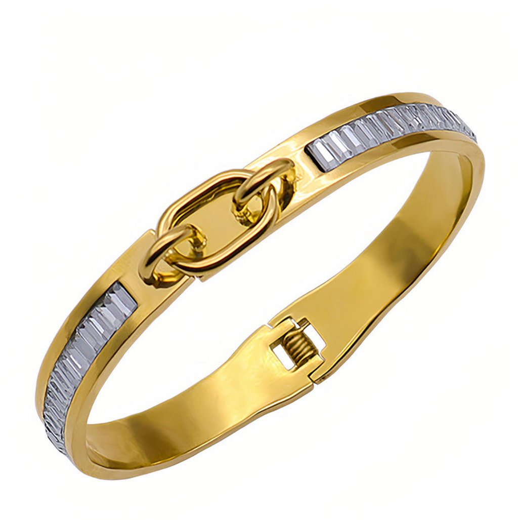 Gold-Plated Zircon Stainless Steel Bracelet for Women