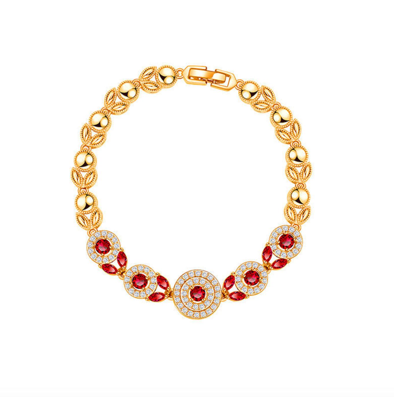 Red Zircon Floral Minimalist Bangle