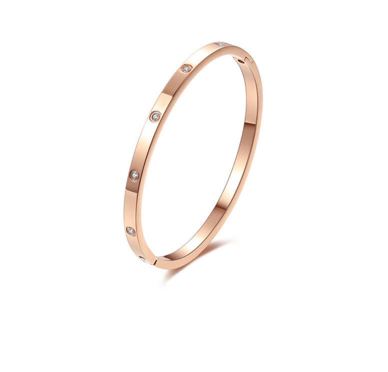 Classic Single Diamond Stainless Steel Bangle