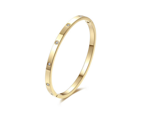 Classic Single Diamond Stainless Steel Bangle