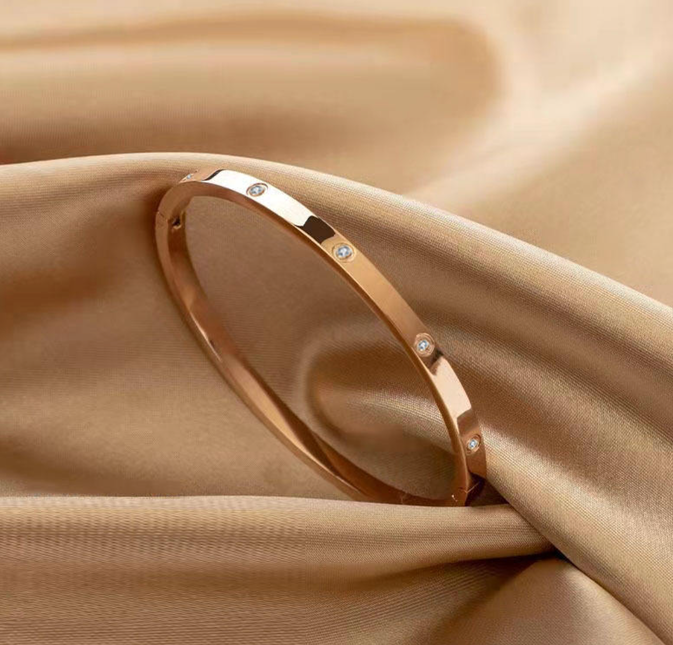 Classic Single Diamond Stainless Steel Bangle