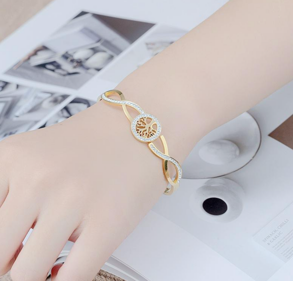Luxury Zircon Stainless Steel Bangle for Women