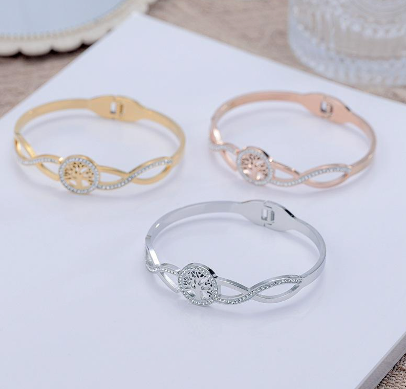 Luxury Zircon Stainless Steel Bangle for Women