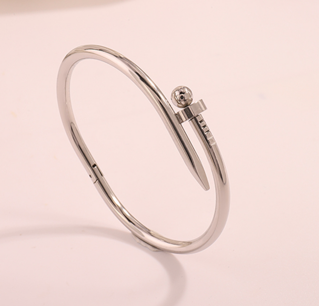 Luxury Stainless Steel Nail Bangle for Women