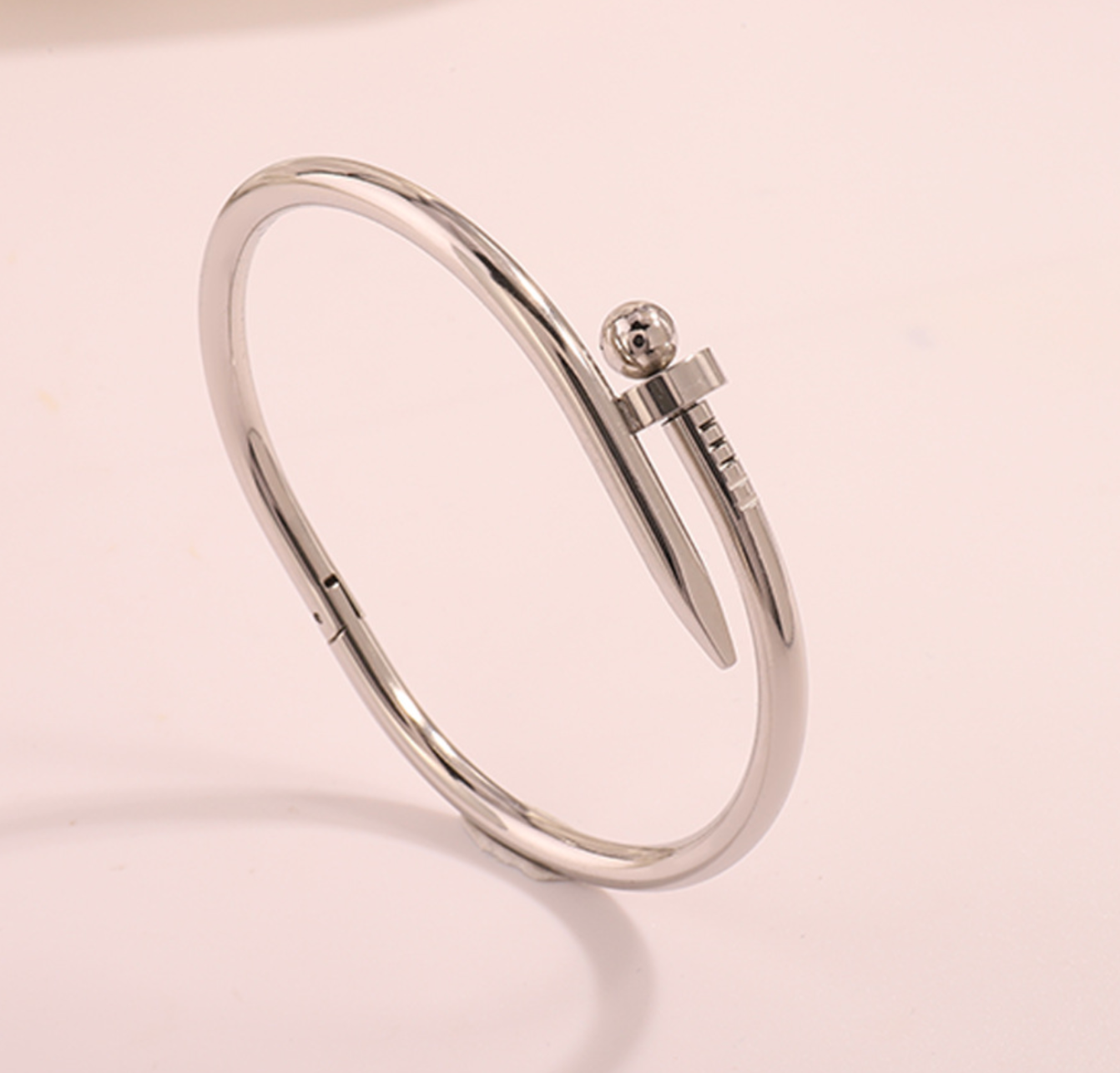 Luxury Stainless Steel Nail Bangle for Women