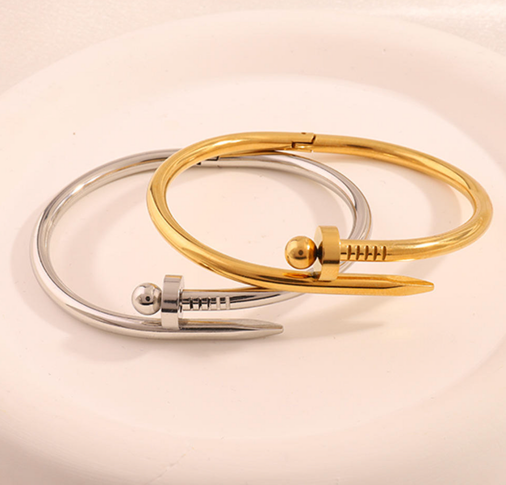 Luxury Stainless Steel Nail Bangle for Women